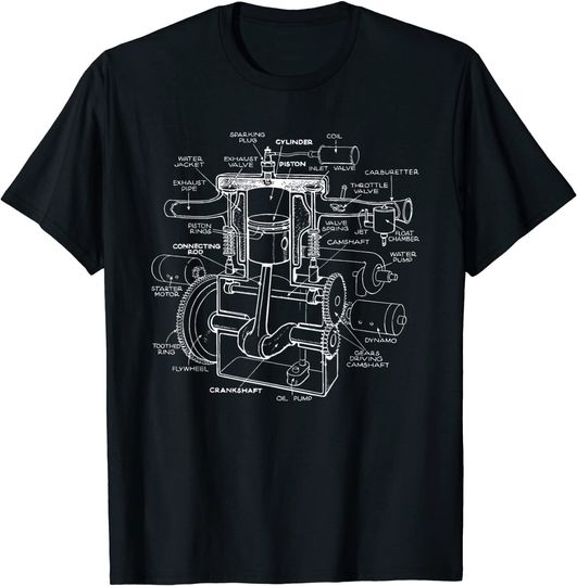 Discover Mechanics Car Engine Pieces Cars Lovers T Shirt