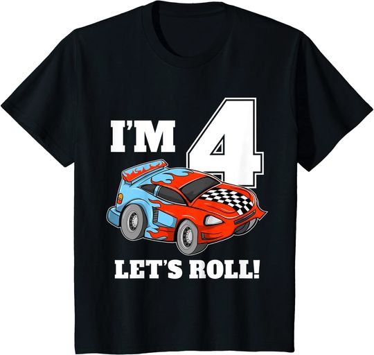 Discover Kids Race Car 4th Birthday Boy 4 Four Year Old Racing Car T Shirt