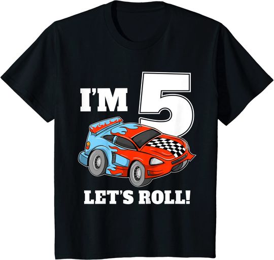 Discover Kids Race Car 5th Birthday Boy 5 Five Year Old Boy Racing T Shirt