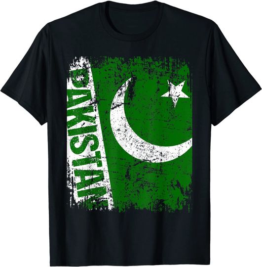 Discover PAKISTAN Big Flag Vintage Distressed T Shirt