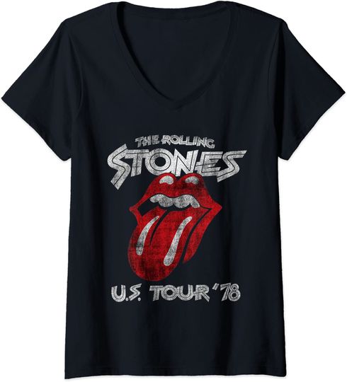 Discover Rolling Stones Women's US Tour 78 V-Neck T-Shirt