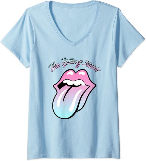 Discover Rolling Stones Gradient Tongue V-Neck T-Shirt