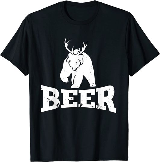 Discover Beer Bear Deer Hunting Gifts Funny Party Pun Adults T-Shirt