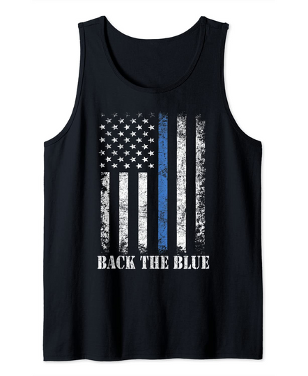 Discover Thin Blue Line Back the Blue American Flag Police Support Tank Top
