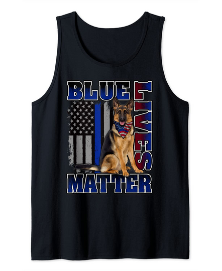 Discover Police Officer K9 Dog Shirt Blue Lives Matter Blue Line Flag Tank Top