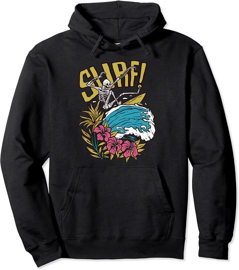 Discover Surf Skeleton retro style Tropical Beach Pullover Hoodie