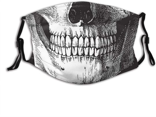Discover Skull-Face Mask with Filters, Washable Reusable Scarf Balaclava
