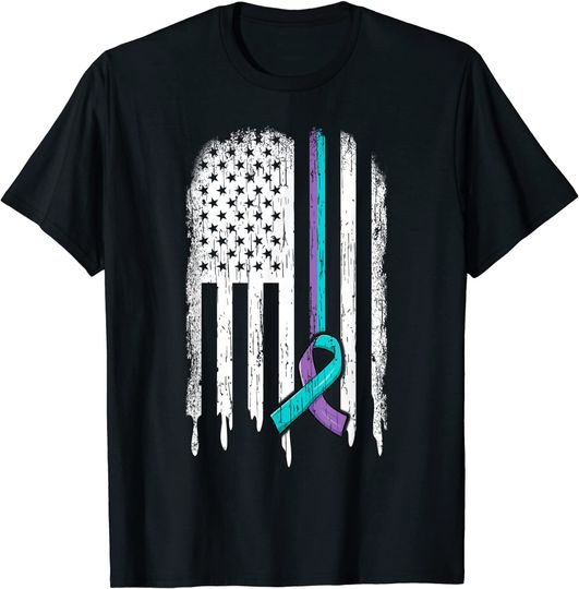 Discover Suicide Prevention Awareness American Flag Ribbon Men Women T-Shirt