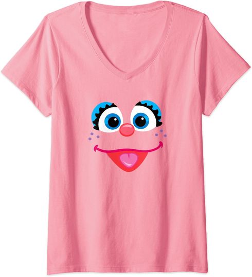 Discover Sesame Street Abby Cadabby Face V-Neck T-Shirt