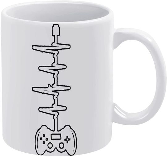 Discover Video Game Control Heartbeat White Printed Coffee Mugs