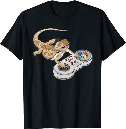Discover Bearded Dragon Playing Video Game Reptiles Pagona Gamers T-Shirt