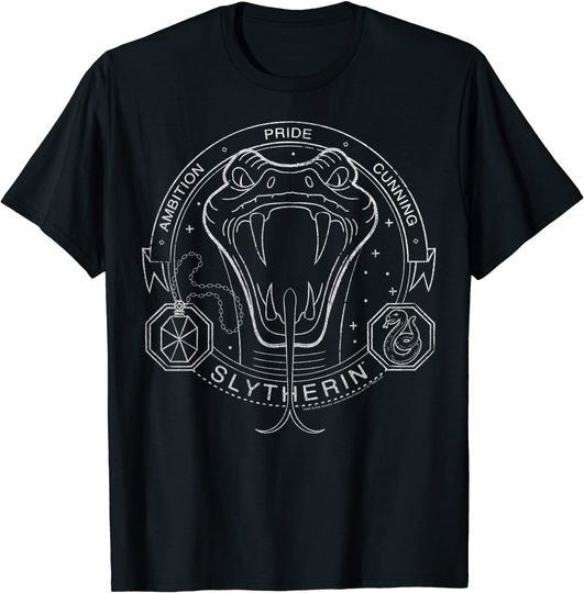 Discover Slytherin Line Art Snake Symbol T-Shirt