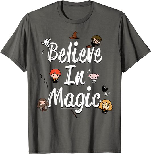 Discover Believe In Magic Cute Cartoon Text T-Shirt