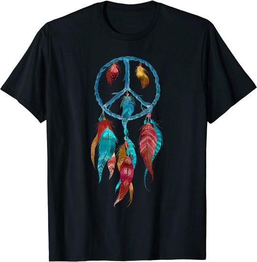 Discover Colorful Dreamcatcher Feathers Native American Indian Tribal T-Shirt