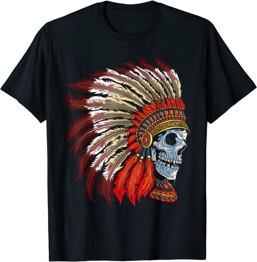 Discover Native American Indian Tee Awesome Skull Indigenous American T-Shirt