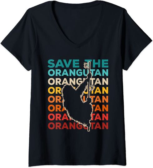 Discover Womens Save The Orangutan Environmentalist Vintage Sunset Graphic T Shirt