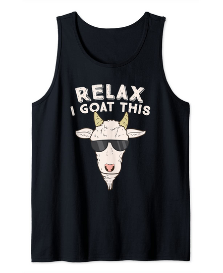 Discover Funny Goat Saying Relax I Goat This Farmer Tank Top