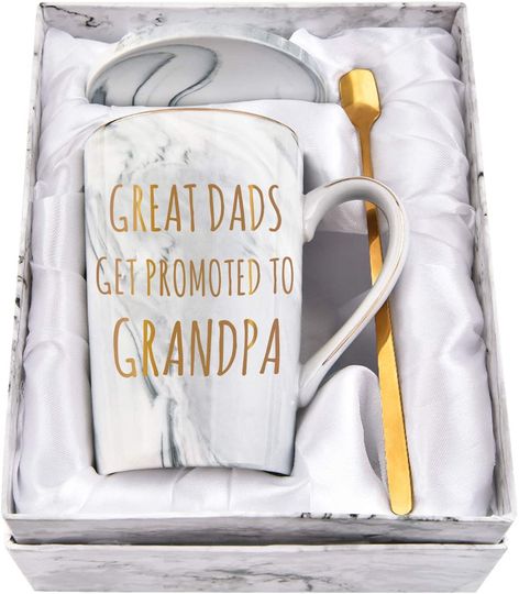 Discover great dad Get Promoted to Grandpa Coffee Mug for Grandfather, Fathers Day