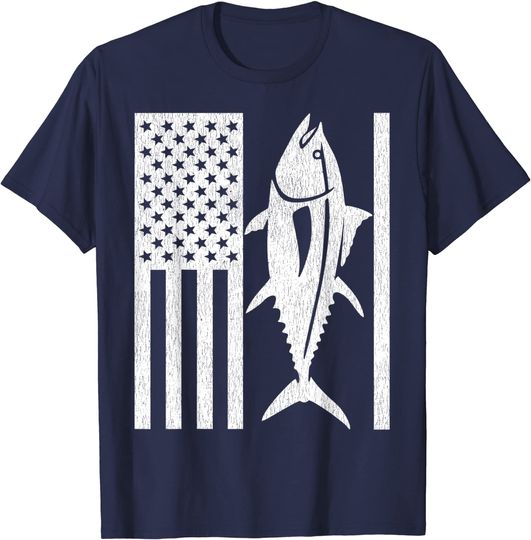 Discover Tuna Fishing American Flag Bluefin T Shirt