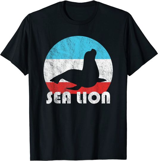 Discover Sea Lion Vintage Retro Silhouette T Shirt