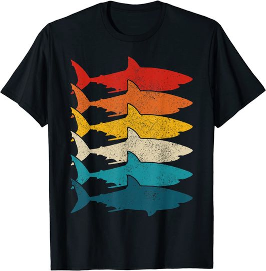 Discover Fishing Great White Shark Retro T Shirt