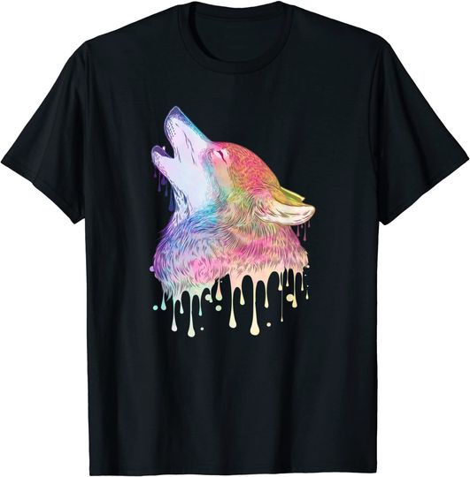 Discover Wolf Wildlife Colorful Animal T Shirt