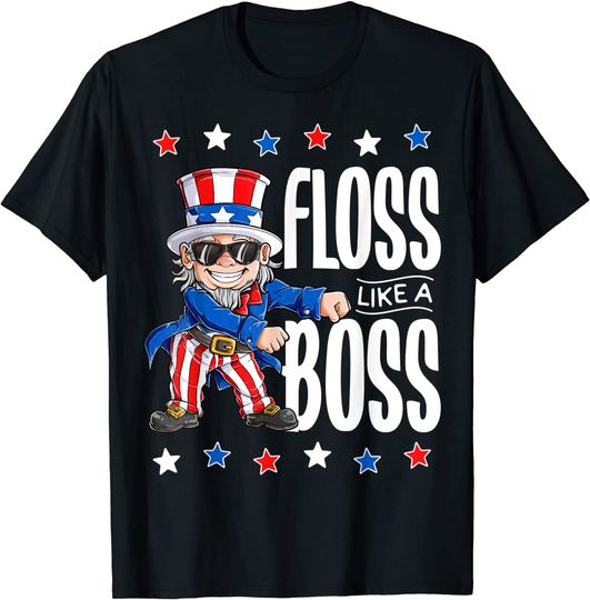 Discover Floss Like a Boss Shirt Kids Boys Girl Uncle Sam T-Shirt
