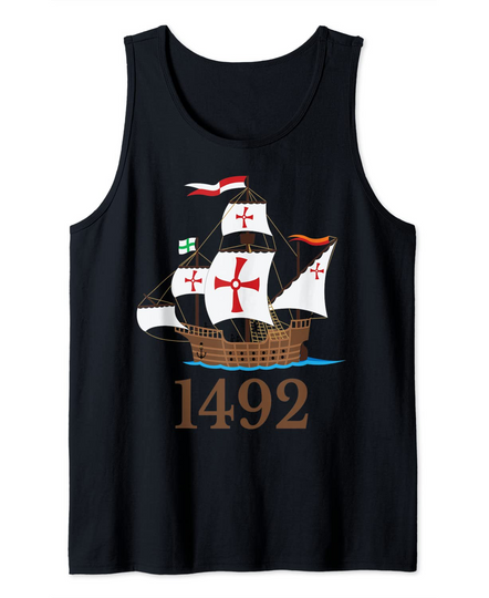 Discover 1492 Nautical Ship Columbus Day Sailing Tank Top