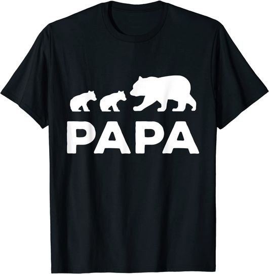 Discover Mens Bear Papa With Two Cubs Proud Father Of Two Twins Family T-Shirt