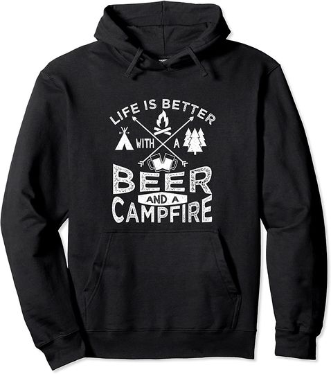 Discover Camping Hoodie Men Women Beer Campfire Graphic Tent