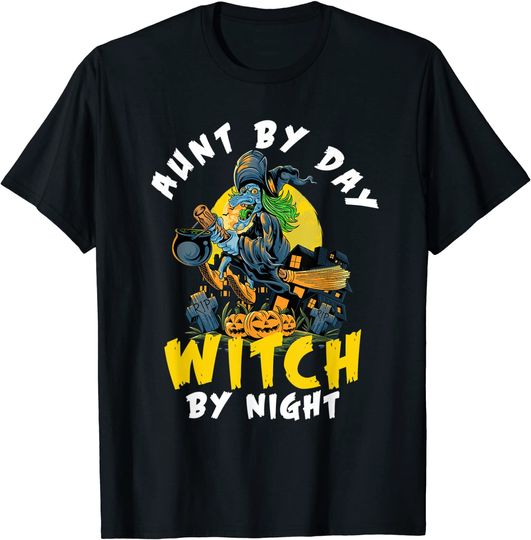 Discover Halloween aunt by day witch by night aunt witch T-Shirt