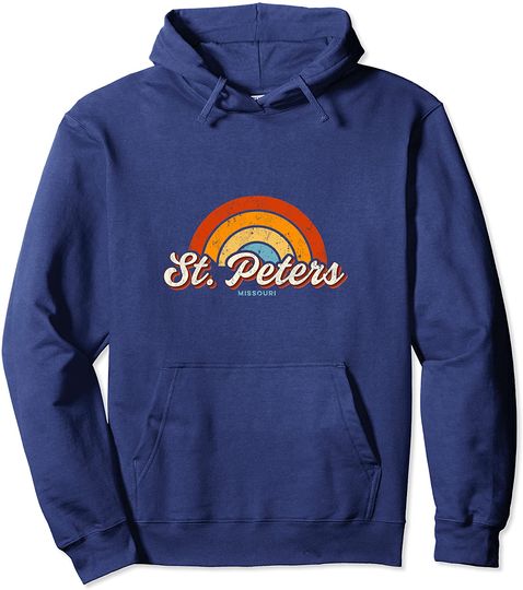 Discover St. Peters Missouri MO Vintage Rainbow Retro 70s Pullover Hoodie