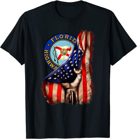 Discover Florida Highway Patrol American Flag T-Shirt