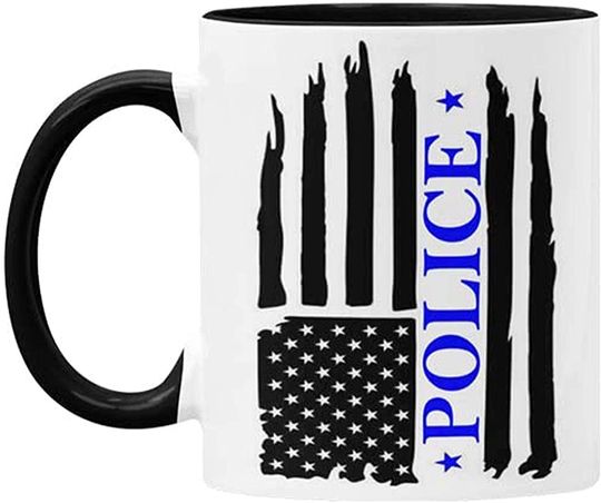 Discover Police Officer Mug & Cop Gift,  American Flag & Law Enforcement & Police Novelty Cup