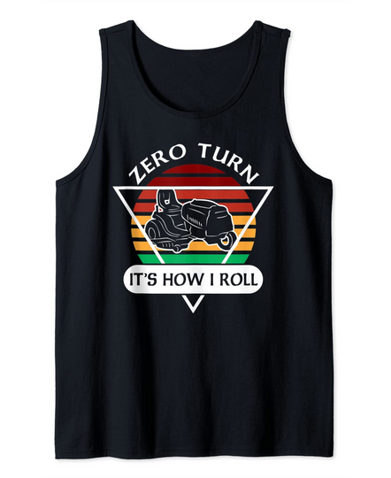 Discover Funny Zero Turn Lawn Mower Vintage Sunset Yard Work Tractor Tank Top
