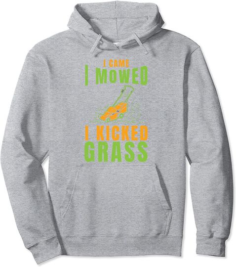 Discover Funny Lawn Mower I Came I Mowed Yard Work Lawn Tractor Pullover Hoodie