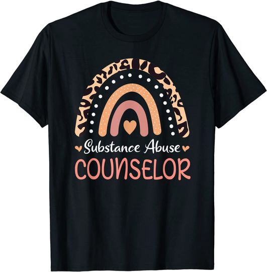 Discover Substance Abuse Counselor Leopard Rainbow T-Shirt