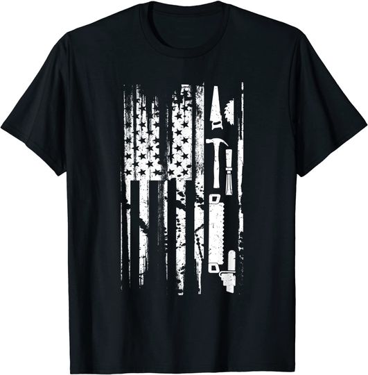 Discover American Flag Woodworking T Shirt