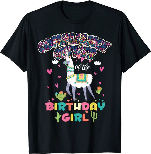 Discover Compliance Officer Llama of The Birthday Girl Farm Animal T-Shirt