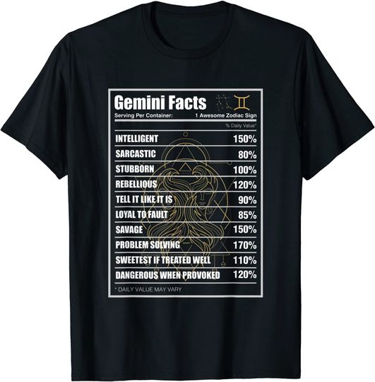 Discover Gemini Facts Zodiac Sign T Shirt