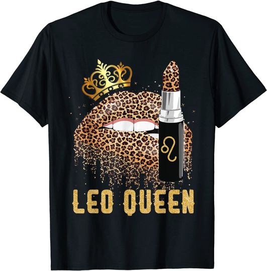 Discover Leo Queen Leopard Lips T Shirt
