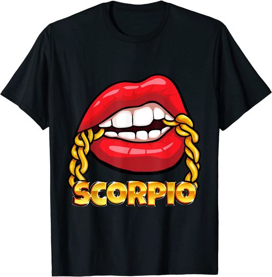 Discover Juicy Lips Gold Chain Scorpio Zodiac Sign T Shirt