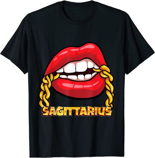 Discover Juicy Lips Gold Chain Sagittarius Zodiac Sign T Shirt