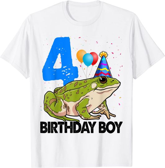 Discover Birthday Boy 4 FrogToodlers Frog Lover T-Shirt