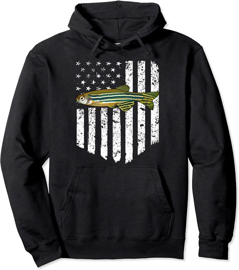 Discover Black White American Flag Zebra Danios 4th Of July Fish Pullover Hoodie