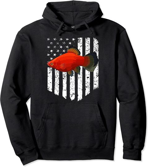 Discover Black White American Flag Platies 4th Of July Fish Pullover Hoodie