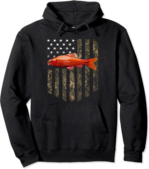 Discover Camo American Flag Cherry Barb 4th Of July Aquarium Fish Pullover Hoodie