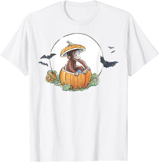 Discover Curious George In A Pumpkin Halloween Portrait T Shirt