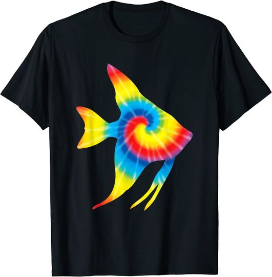 Discover Tie Dye Angelfish Rainbow Print Pet Hippie T-Shirt