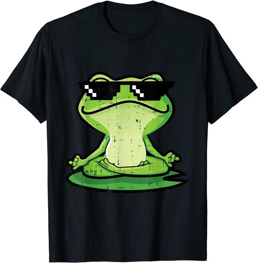 Discover Kawaii Frog Yoga Cartoon Meditation Animal Lover Gifts T-Shirt